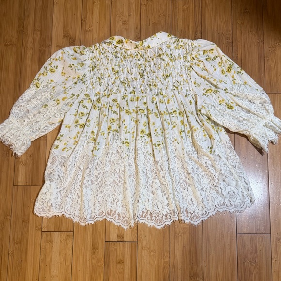 Anthropologie Ethereal Dainty Ditsy Floral Victorian Lace Cottage Blouse Size S - Picture 6 of 16